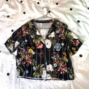 Floral striped crop top